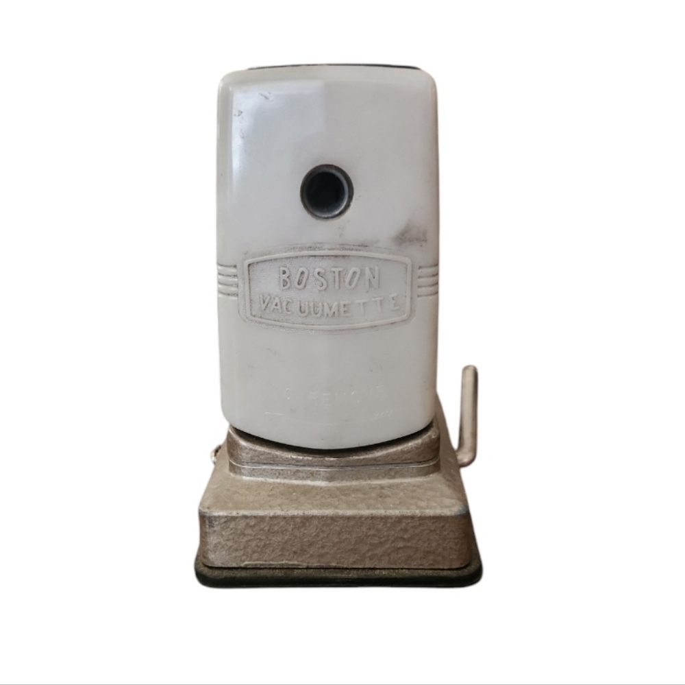 Boston Vacuumette Hand Crank Pencil Sharpener Vintage Suction Mount RARE